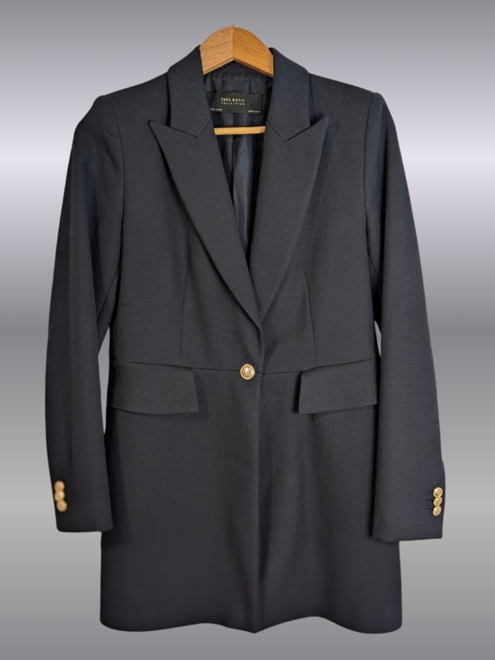 Zara Longline Tailored Navy Blazer Frock Coat L Old Money Chic Quiet Luxury EUC - Picture 3 of 16